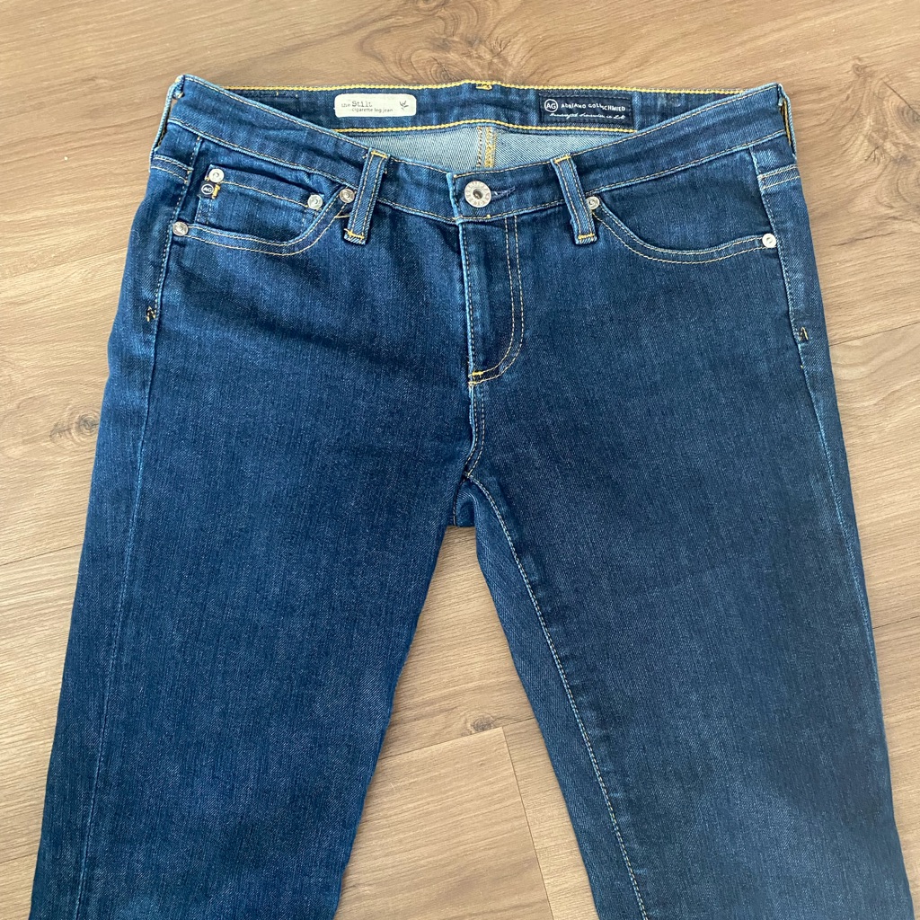 Ag The Stilt Cigarette Skinny Jeans, 11-Year Journey, Sz. 28, Dark Wash